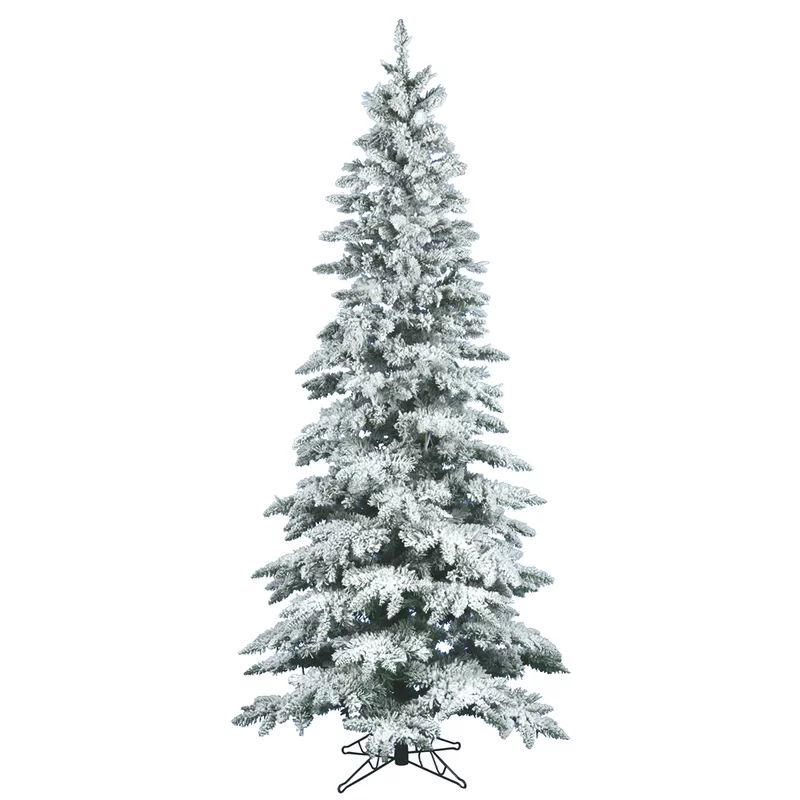 Flocked Utica 7.5' White/Green Fir Trees Artificial Christmas Tree with Stand | Wayfair North America