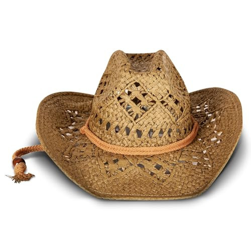 Lucky Brand Women's Straw Cowboy Hat | Rope Design | Western | Style | Fashion | Sun Protection | Breathable, Woven Straw - Tan | Amazon (US)