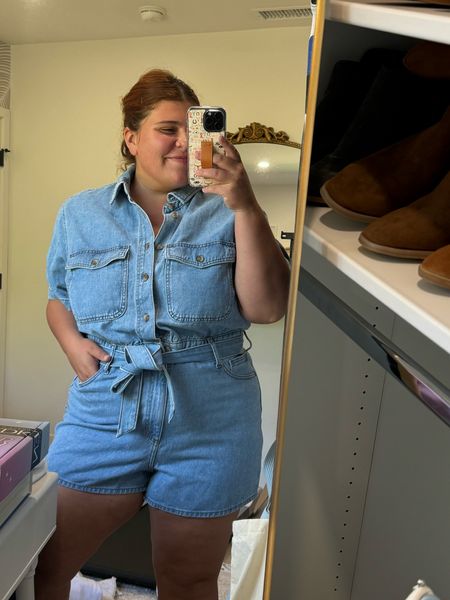 Cutie, budget friendly denim romper, perfect for a country concert or to wear as a mom! I’m wearing a size 17 💙 

#LTKfindsunder50 #LTKmidsize #LTKplussize
