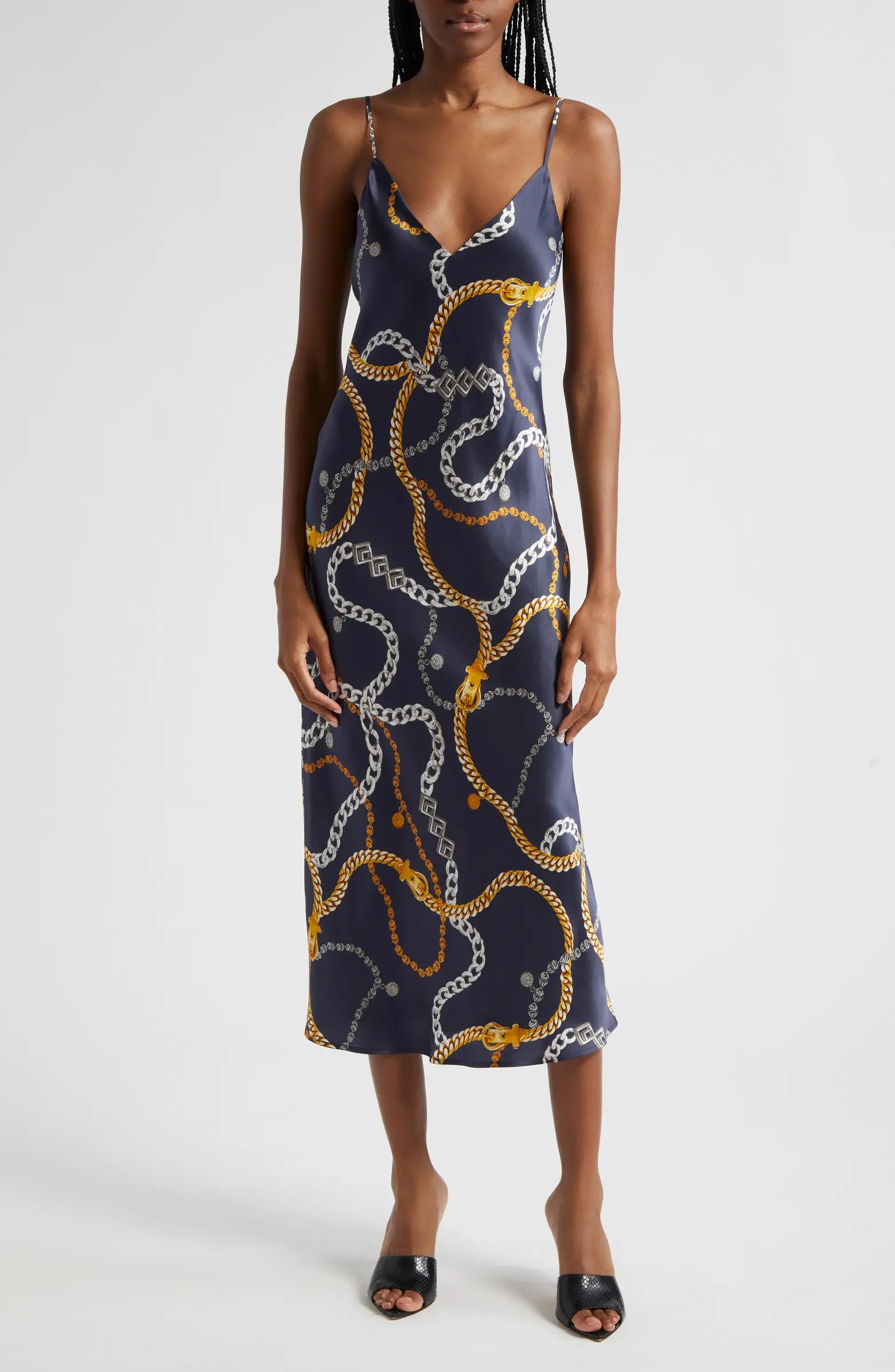 L'AGENCE Seridie Silk Midi Slipdress | Nordstrom | Nordstrom