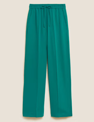 Crepe Drawstring Wide Leg Trousers | Marks & Spencer (UK)