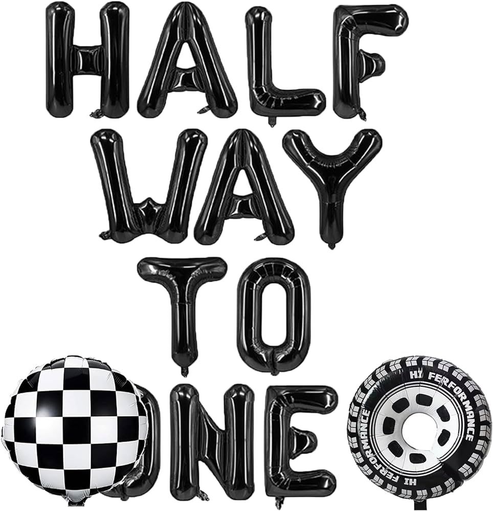 6 Months Birthday Decorations Boy,Half Birthday Decorations,1/2 Way To First Banner,race car birt... | Amazon (US)