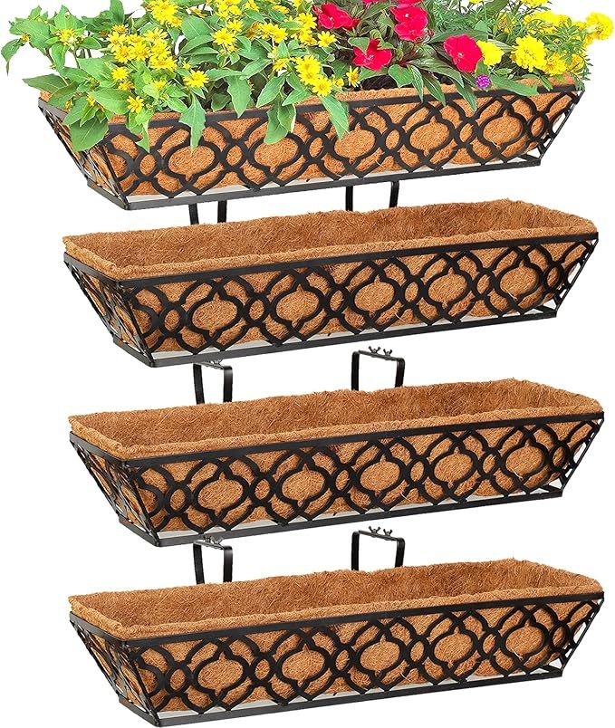 4pcs 24 Inch Window Deck with Coco Liner, Y&M 24" Window Boxes Horse Trough with Coconut Coir Lin... | Amazon (US)