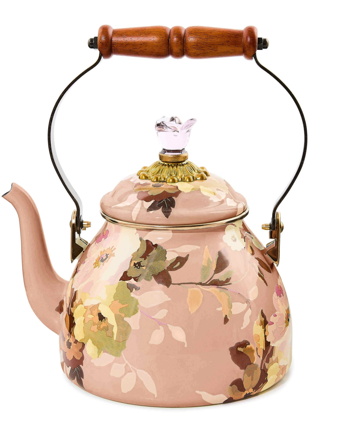 MacKenzie-Childs Wild Rose Mauve 2-Quart Tea Kettle - Mauve | Macy's