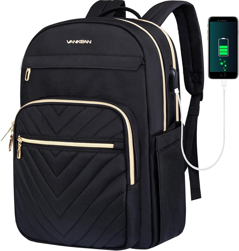 VANKEAN 15.6 Inch Laptop Backpack for Women Men Work Bag Fashion with USB Port, Waterproof Backpa... | Amazon (US)