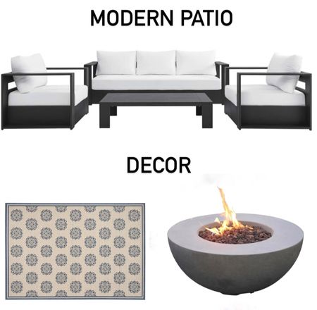 Love this modern patio furniture.  Outdoor sofa and chair, outdoor furniture, patio set, RH dupe, Firepit 

#LTKhome #LTKSeasonal #LTKstyletip