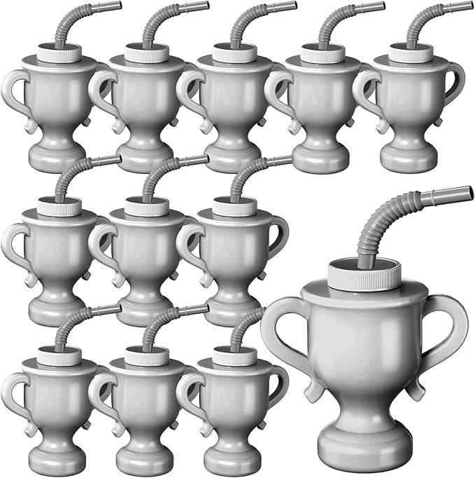 Zubebe 12 Pcs Race Car Trophy Cups with Straws and Lids, 10 oz Plastic Reusable Party Cups for Ki... | Amazon (US)