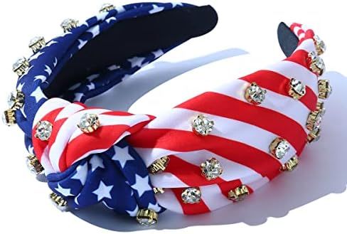 Amazon.com : American Flag Knotted Headband Independence Day USA Patriotic Stars Stripes Twist Ha... | Amazon (US)