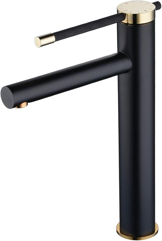 Bathroom Black Faucet Single Lever Single Hole Vessel Sink Faucet in Creative Design, Black and G... | Amazon (US)