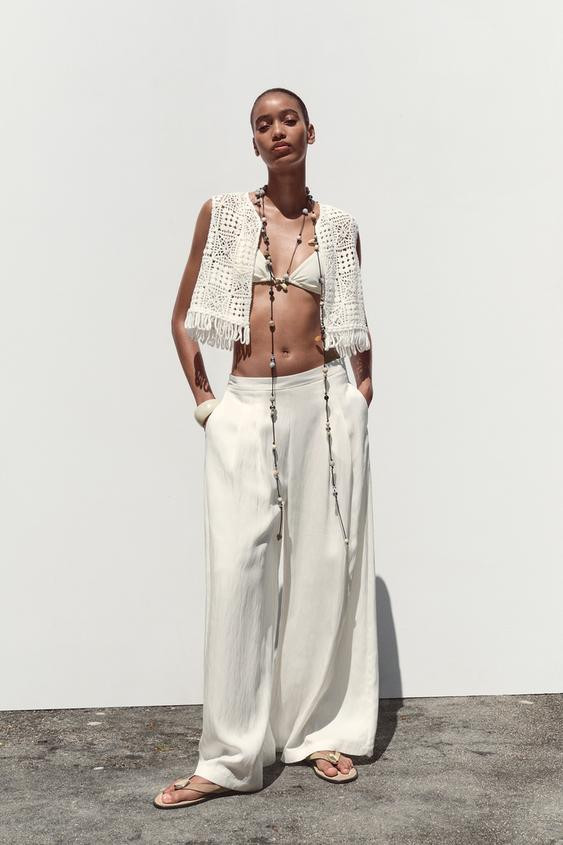 PLEATED WIDE LEG PANTS | Zara US