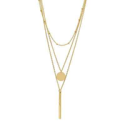 Adornia Tarnish Resistant 14k Gold Plated Layered Pendant Necklace Set | Target