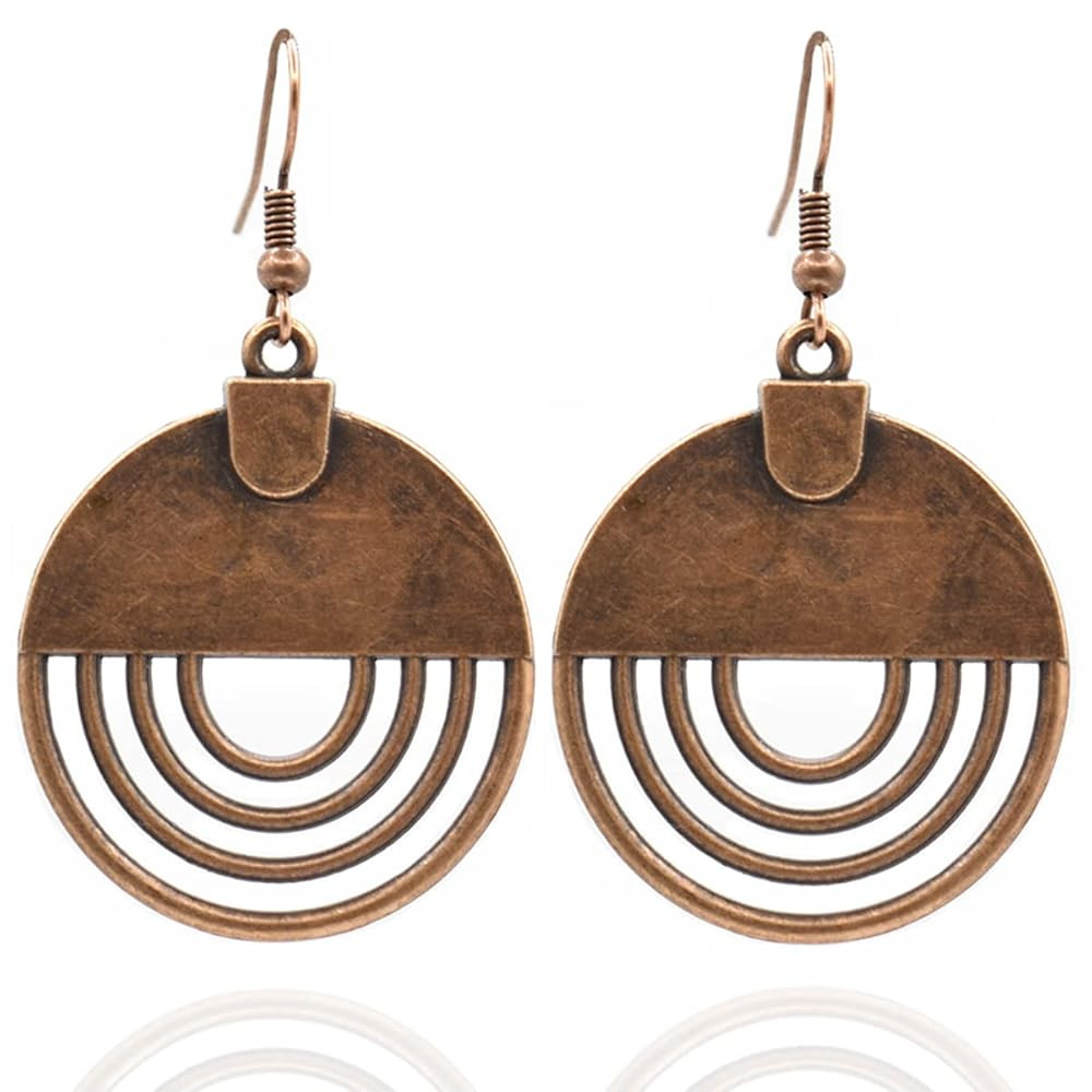 Boho Teardrop Earrings, Handmade Copper Bohemian Earrings, Dangle Antique Ethnic Jewelry for Wome... | Amazon (US)