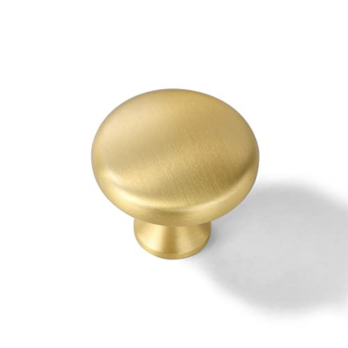 SALISENG Solid Brass Gold Cabinet Knob - 6 Pack Round Dresser Drawer Pulls,1.26 Inch, Bathroom Cabinet Handles, Furniture Hardware for Closet Cupboard | Amazon (US)