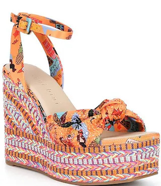 Sanders Knotted Print Beaded Wedge Platform Sandals | Dillard's