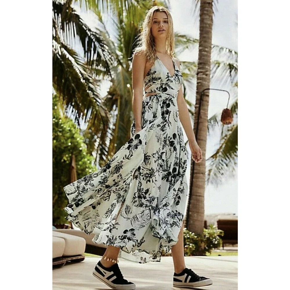 FREE PEOPLE Cut Out Lille Floral Print Maxi Dress | Poshmark
