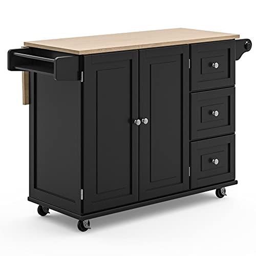 Homestyles Dolly Madison Kitchen Cart with Wood Top and Drop Leaf Breakfast Bar, Rolling Mobile Kitc | Amazon (US)