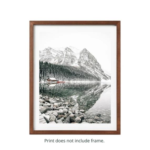 Snowy Lake Louise, Winter Mountain Nature Print, Banff in Canada | Etsy (US)