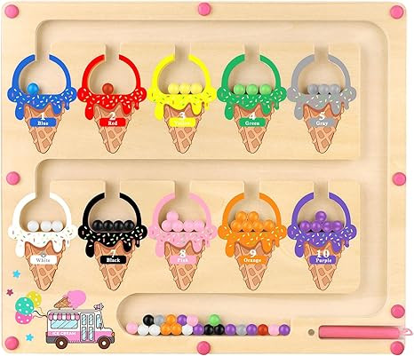 Magnetic Color and Number Maze,Montessori Toy for 2-5 Years Old Girls,Wooden Magnet Balls Puzzles... | Amazon (US)