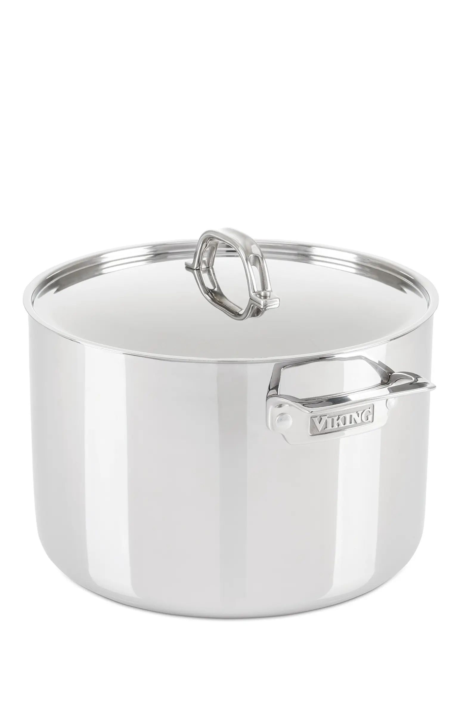 Viking 3-Ply 12 Quart Mirror Finish Stainless Steel Stock Pot with Metal Lid | Nordstrom | Nordstrom