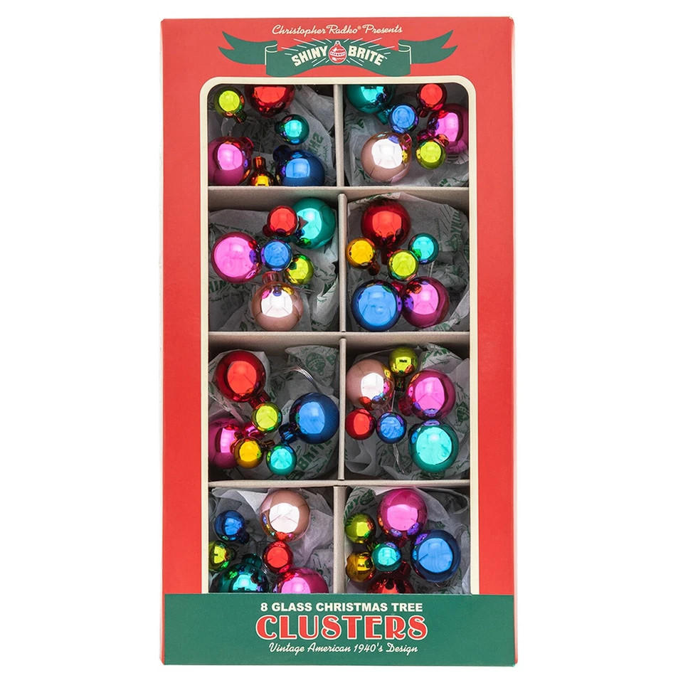 Shiny Brite Christmas Confetti Ball Clusters Multicolor Ornament Set 8 2.5" | eBay US