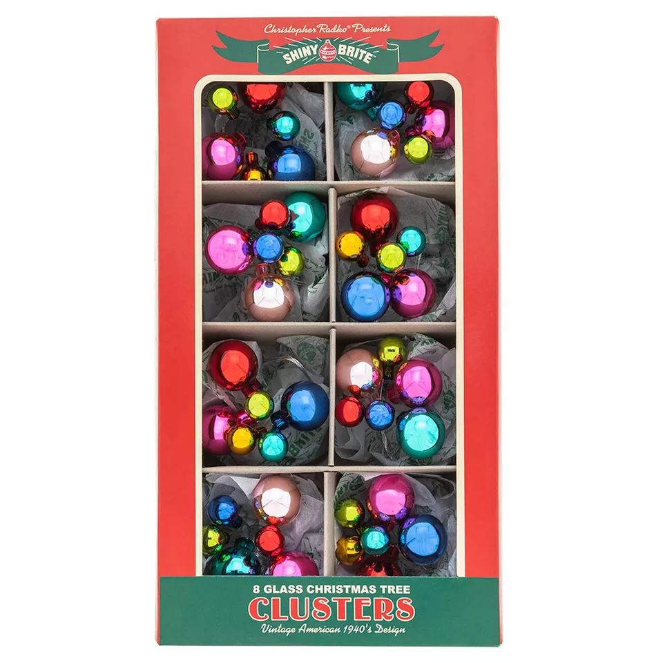 Shiny Brite Christmas Confetti Ball Clusters Multicolor Ornament Set 8 2.5" | eBay US