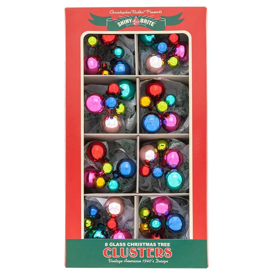 Shiny Brite Christmas Confetti Ball Clusters Multicolor Ornament Set 8 2.5" | eBay US