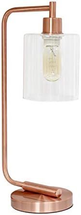 Simple Designs LD1036-RGD Bronson Antique Style Industrial Iron Lantern Glass Shade Desk Lamp, Ro... | Amazon (US)