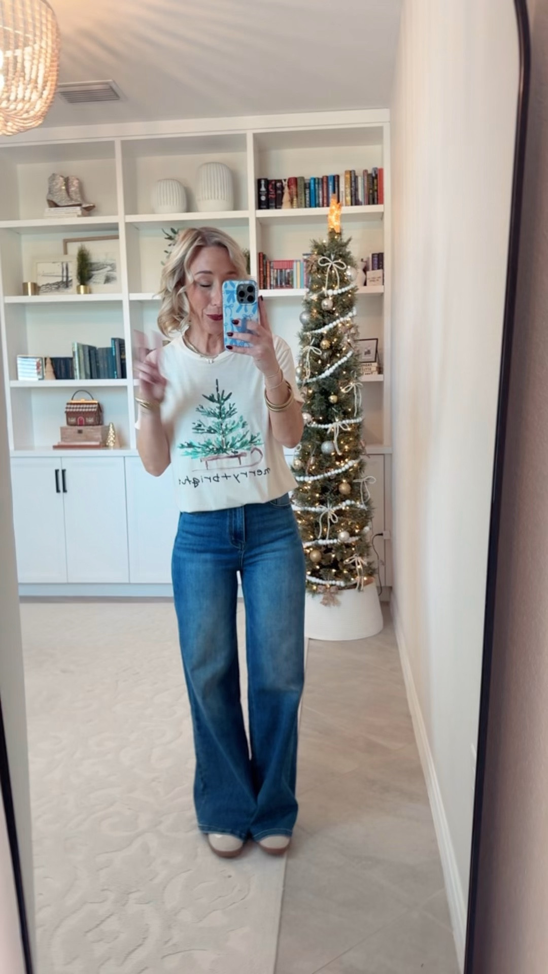 Amazon; holiday graphic tees  • Wide leg jeans - size 25. 

Tree ‘Merry + Bright’ Tee - size small. 

 

#LTKSeasonal #LTKHoliday #LTKFindsUnder50
