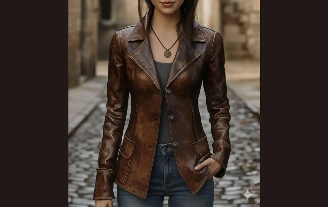 Women Real Leather Motorcycle Jacket Vintage Brown Distress Biker Trending Jacket - Etsy | Etsy (US)