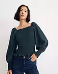 Lucie Bubble-Sleeve Smocked Top | Madewell