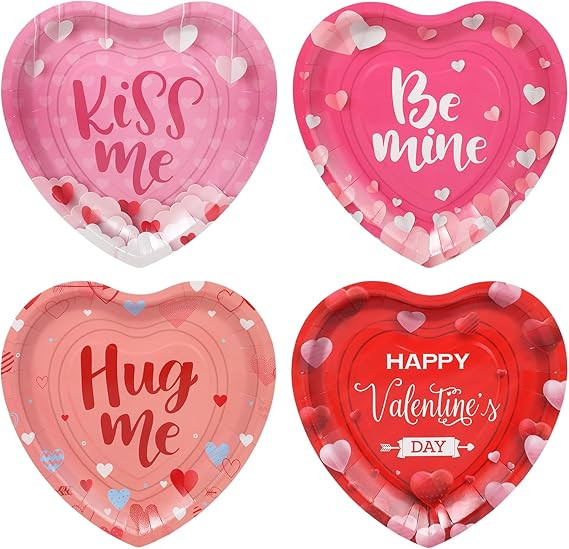 Xiangqu 64 Pcs Valentines Day Paper Plates,9 IN Heart Shape Plates Disposable Valentine Dessert P... | Amazon (US)