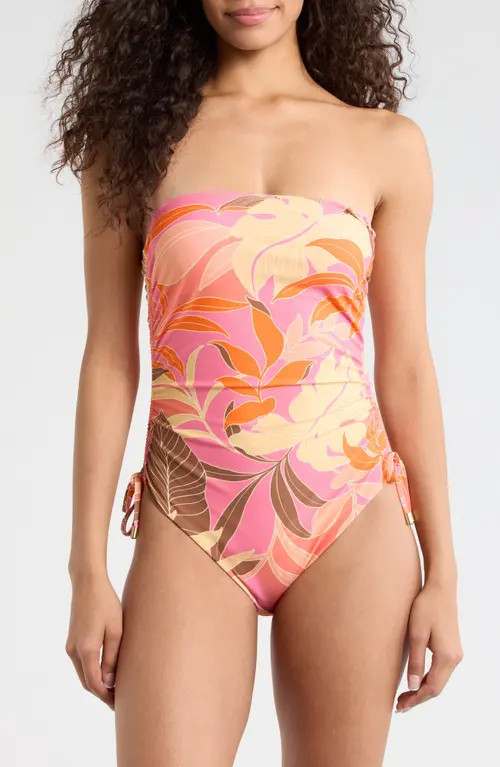 Sanctuary Banded Side Ruched One-Piece Swimsuit in Multi at Nordstrom, Size X-Small | Nordstrom