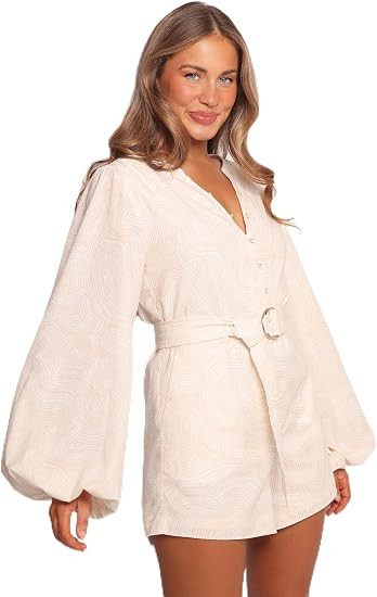 Petal & Pup Women's Cassian-belted-romper-tan-swirl | Amazon (US)