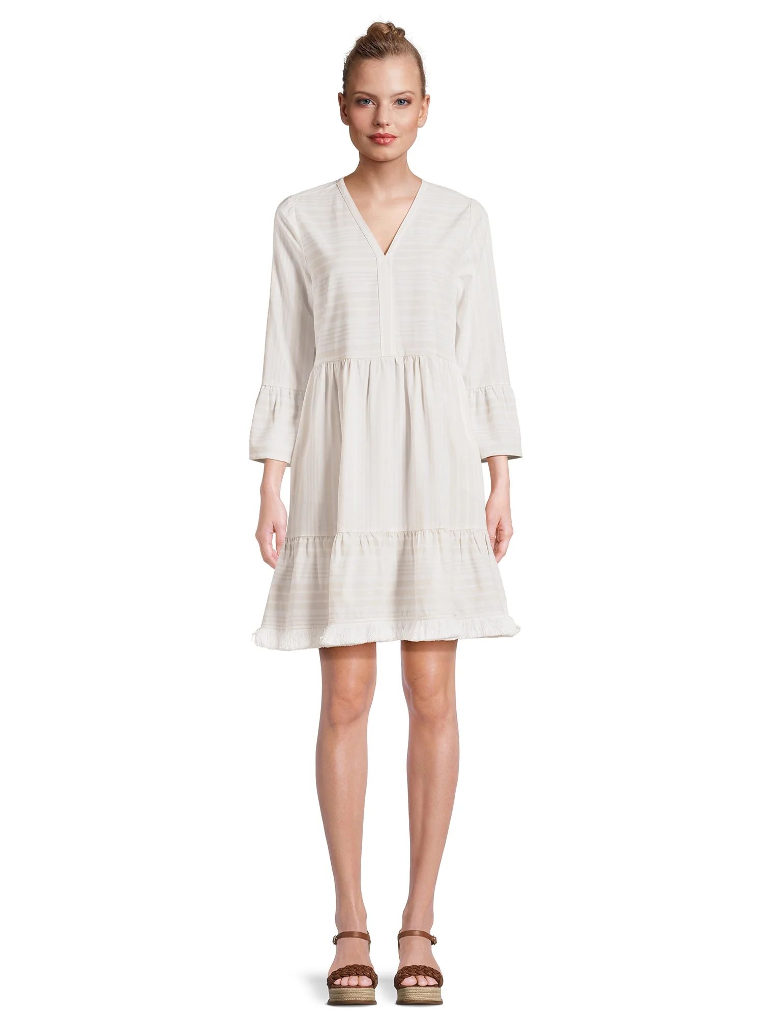 Time And Tru Women Long Sleeve Fringe Dress | Walmart (US)