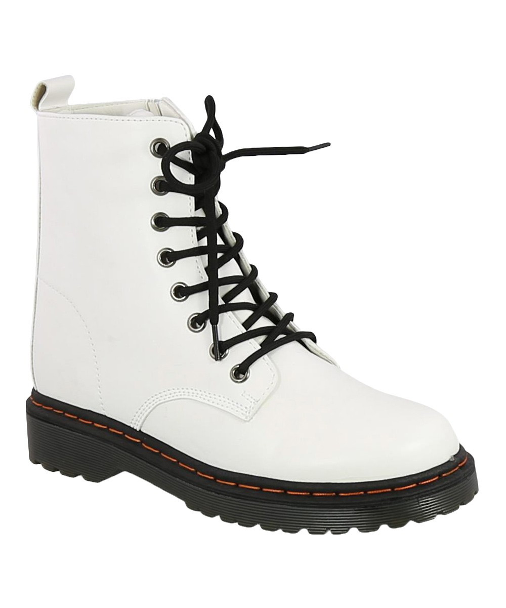 TOP MODA Women's Casual boots WHITE - White Olinda Combat Boot - Women | Zulily