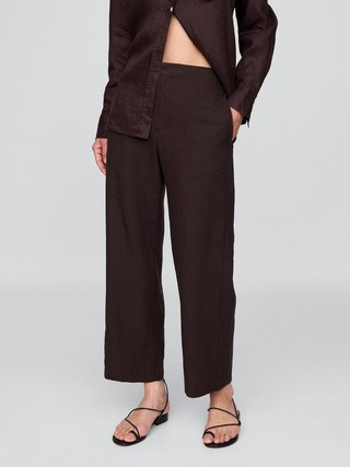 Linen-Blend Relaxed Straight Ankle Pants | Gap (US)