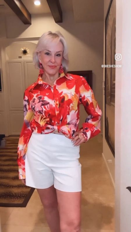 Shirts Button Down Printed Lantern Long Sleeve Blouse Fashion Casual Tops comes in many prints Under $30
Spanx 6” shorts are the most flattering
I also love the 7” sailor shorts from Chico’s 
Sandals by Viviai are nade for style and comfort. 

#LTKSeasonal #LTKFindsUnder50 #LTKStyleTip