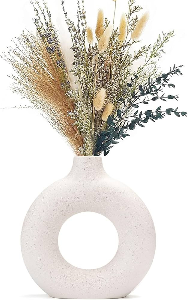 CEMABT Vases for Pampas Grass,Creative Vase Modern Home Decor,Handmade Vase White Ceramic Dried F... | Amazon (CA)