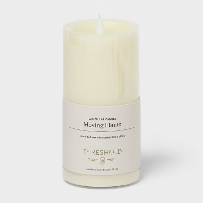 3" x 6" Pillar Candle Cream - Threshold™: Unscented, LED, Realistic Flame Effect, Home Decor | Target