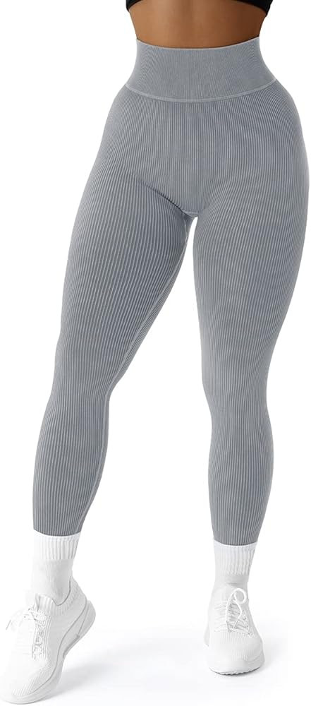 SUUKSESS Women Ribbed Seamless Leggings High Waisted Workout Gym Yoga Pants | Amazon (US)