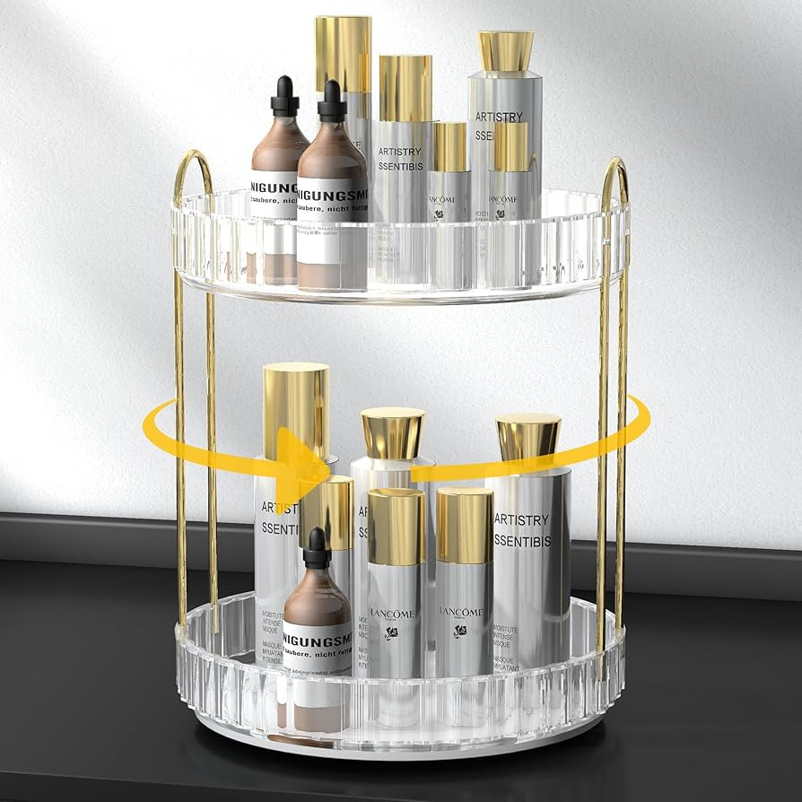LAIWOO 360° Rotating Makeup Organizer, High-Capacity Bathroom Organizer Countertop Skincare Perf... | Amazon (US)