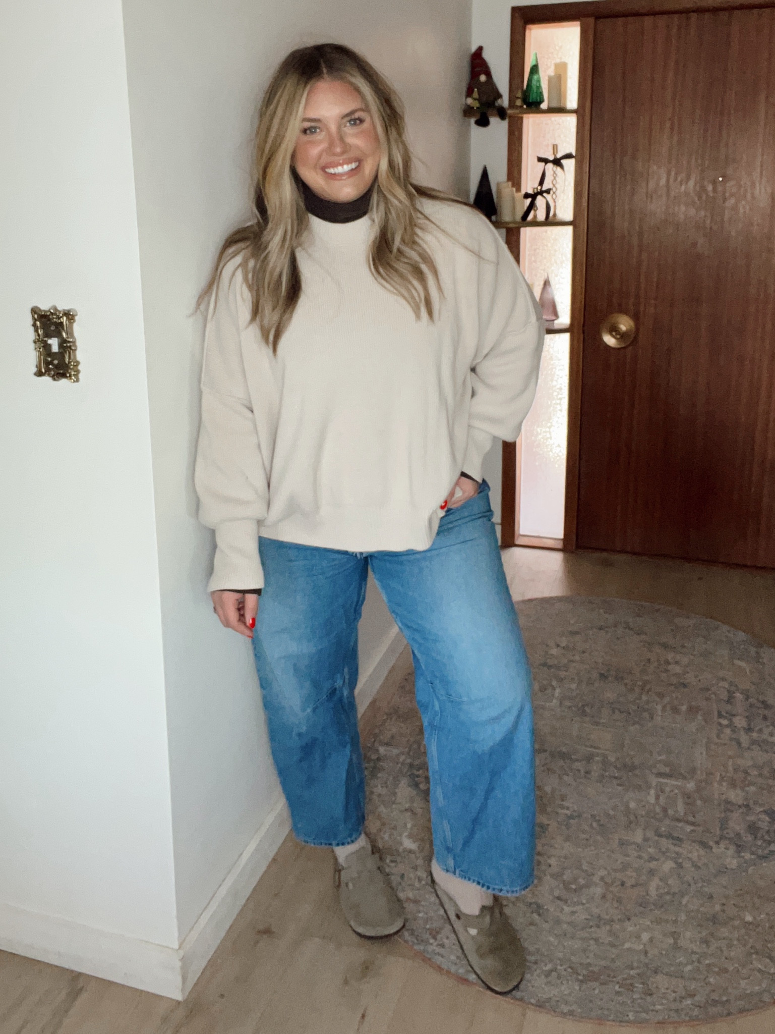 Winter layers! Sweater runs oversized. Jeans run tts 

#LTKMidsize #LTKFindsUnder100 #LTKStyleTip
