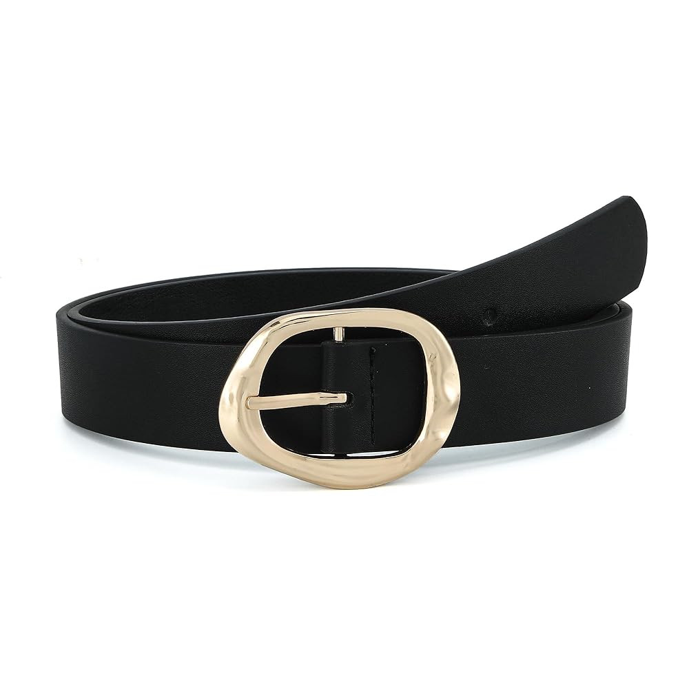 Earnda Leather Belts for Women Casual Fashion Waist Belt with Liquid Shapes Gold Buckle for Jeans... | Amazon (US)