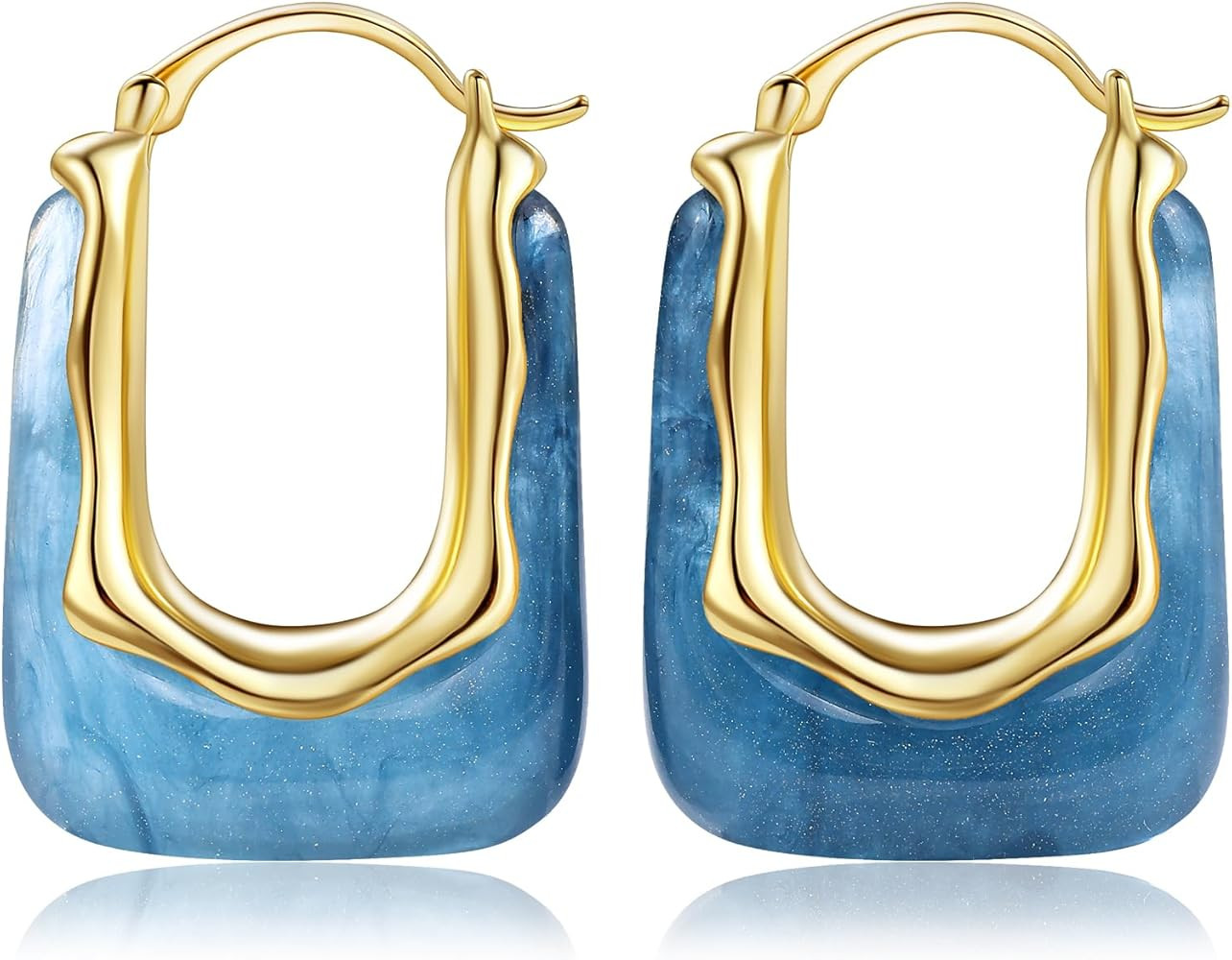 Acrylic Gold Hoop Earrings Chunky Huggie Statement Vintage Earrings Cute Resin Drop Earring Trend... | Amazon (US)