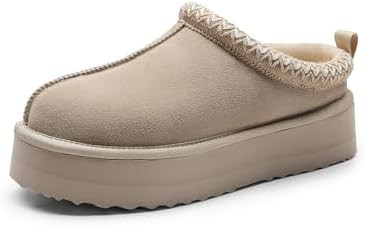 DREAM PAIRS Women's Platform Slippers Genuine Suede Slip-on Warm FuzzyEasy Autumn Winter Fluffy C... | Amazon (US)