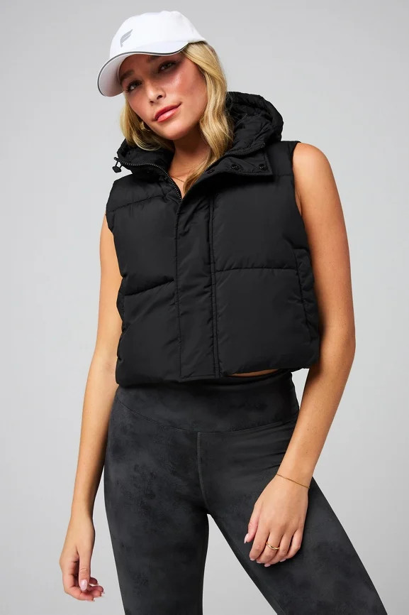 Essential Cropped Hooded Puffer Vest | Fabletics - North America