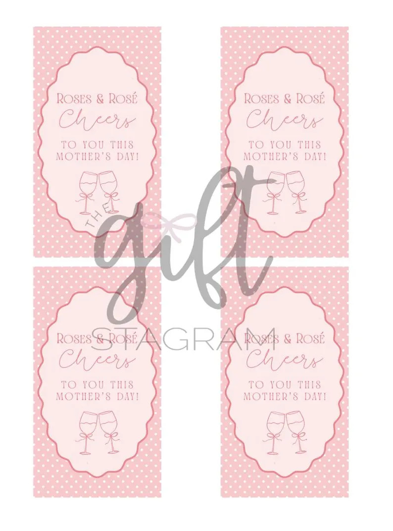 Roses and Rosé - Cheers to Mother's Day | Wine Tag | DIGITAL DOWNLOAD | Mother's Day Printable -... | Etsy (US)