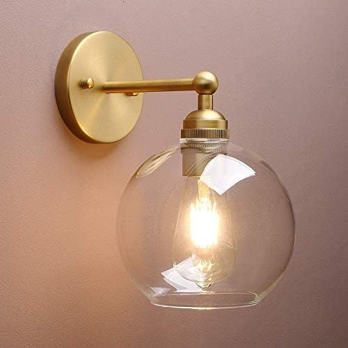 Yosoan 1-Light Wall Fixture, Vintage Industrial Single Sconce Hardwire with Double Hole Round Gla... | Amazon (US)