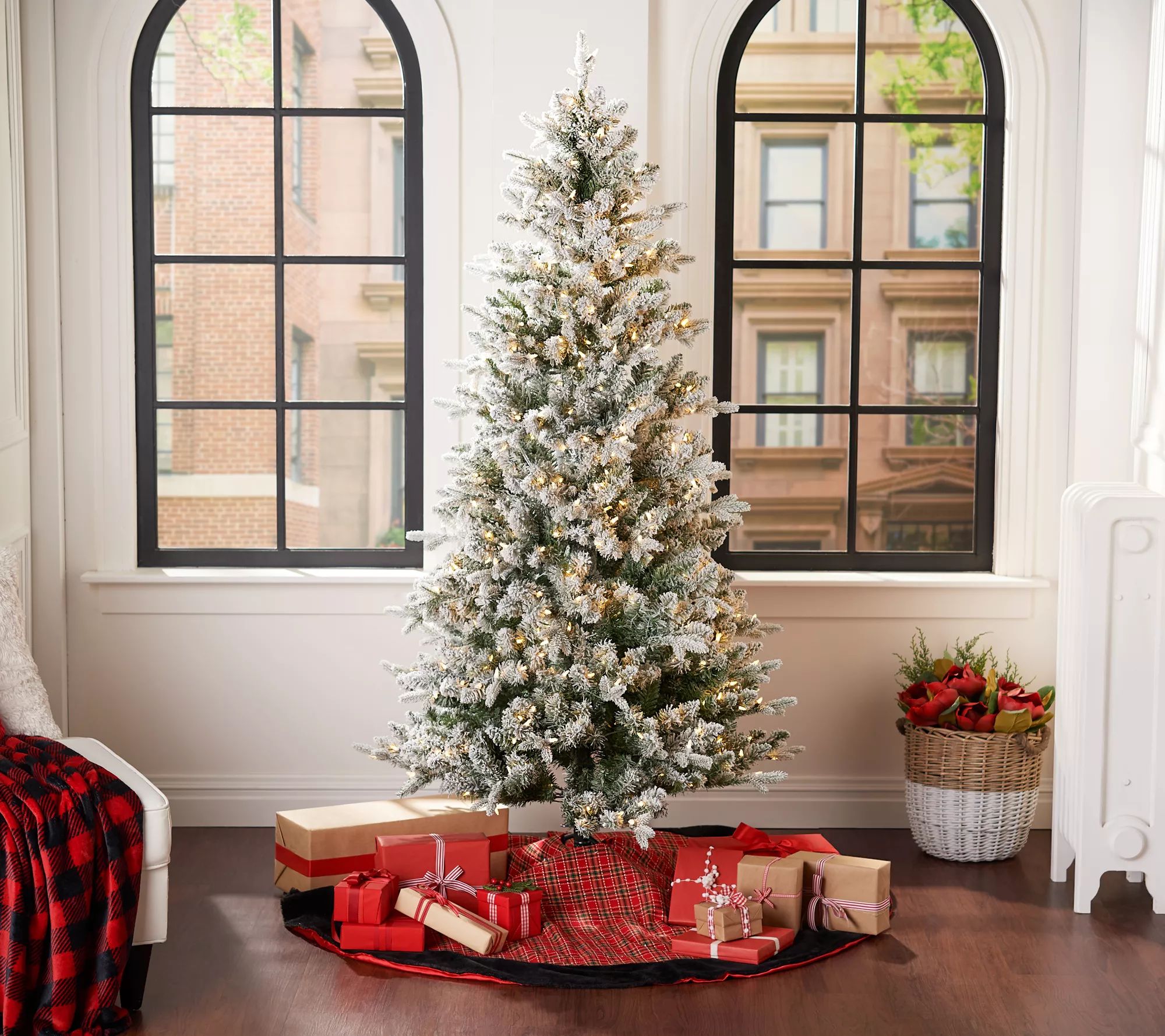 Mr. Christmas Alexa Compatible 6.5' Flocked LED Christmas Tree | QVC