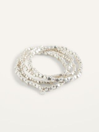 Silver-Toned Beaded Stretch Bracelets 4-Pack for Women | Old Navy (CA)